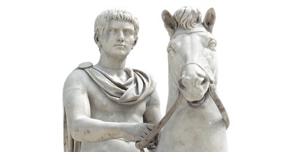 The Emperor Caligula on horseback, naked except for a cloak.